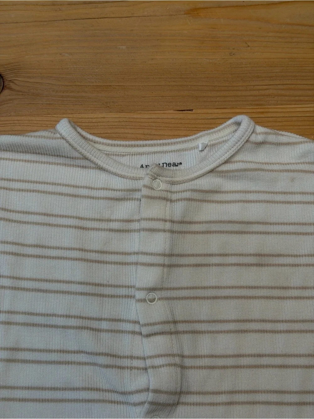 Angel Dear Cream & Tan Striped Romper